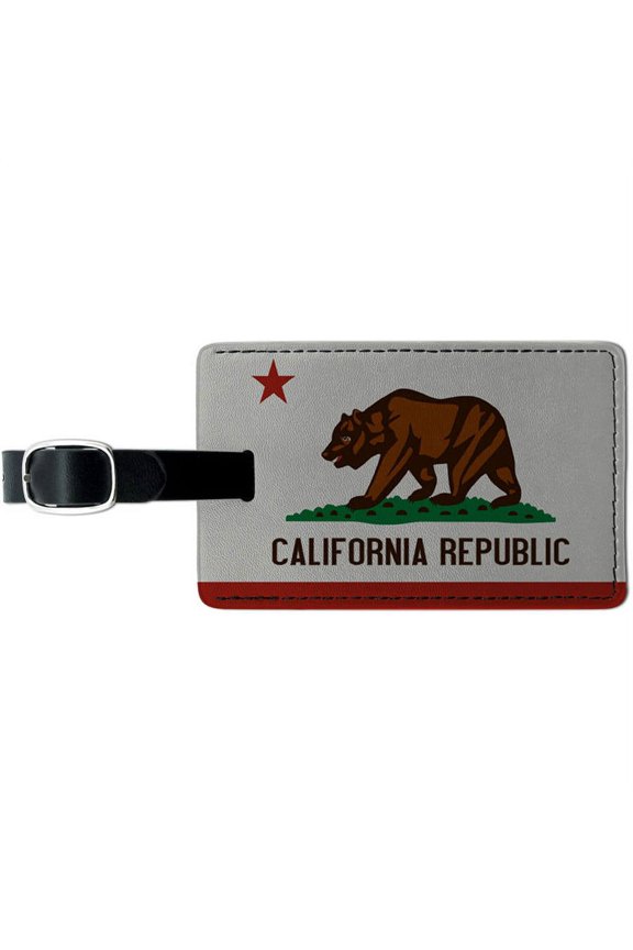 California Republic Flag Leather Luggage ID Tag Suitcase Carry-On