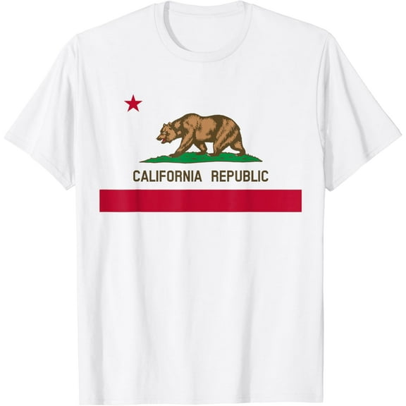 California Republic Flag Patriotic State Travel USA T-Shirt100% cotton