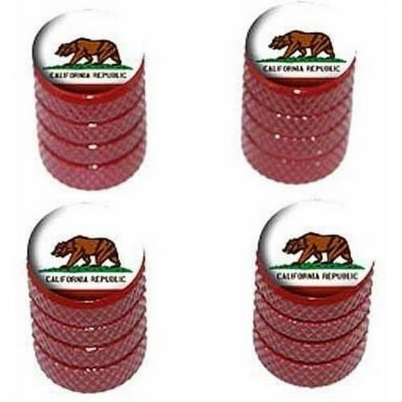 California Republic Flag Tire Rim Wheel Aluminum Valve Stem Caps, Multiple Colors