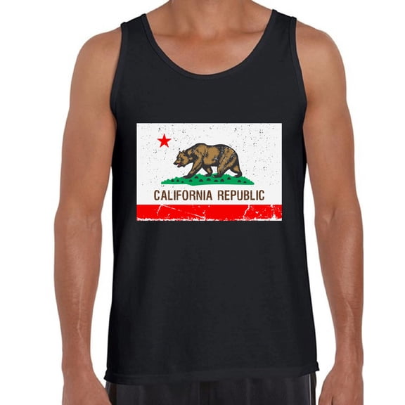 California Republic Flag USA State Tank Top for Men - S M L XL 2XL California Graphic Tee - Best Patriotic Cali Outfit Tee Top Gift