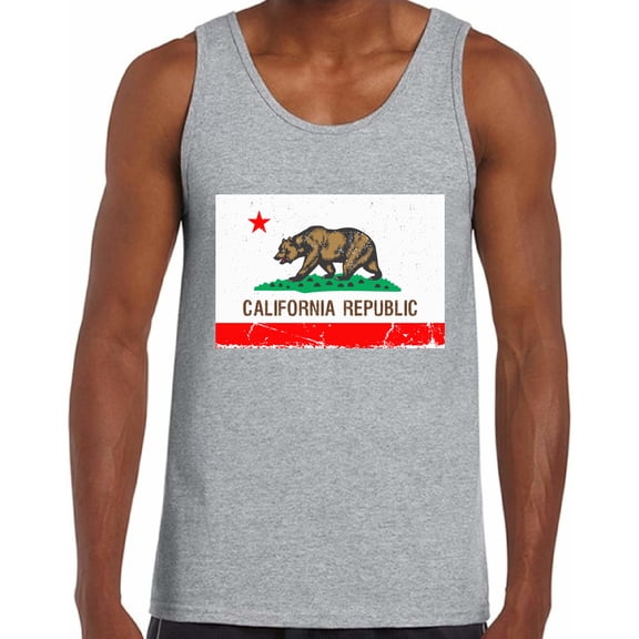California Republic Flag USA State Tank Top for Men - S M L XL 2XL California Graphic Tee - Best Patriotic Cali Outfit Tee Top Gift