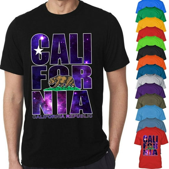 California Republic Galaxy T-Shirt Print Mens Tee Outfit Color Orange Large
