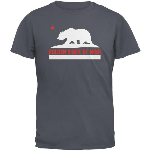 California Republic Golden State Of Mind Charcoal Grey Adult T-Shirt - Medium