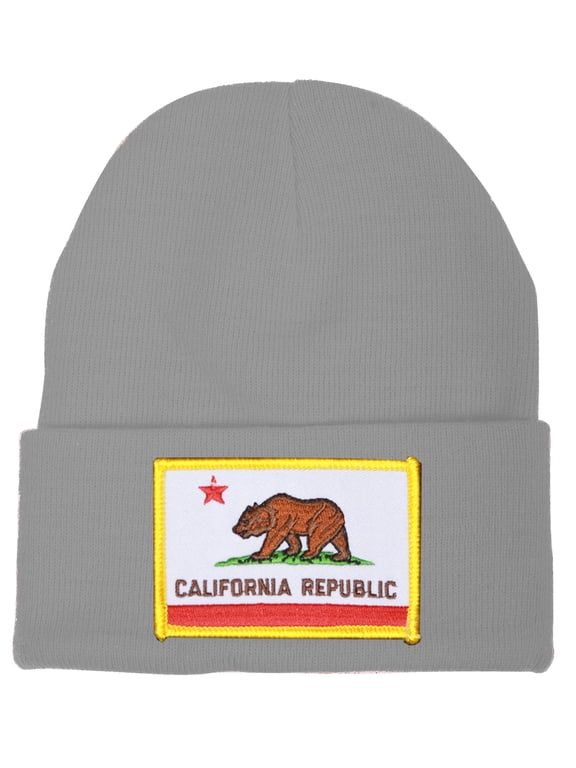 California Republic Knit Beanie, Charcoal California Flag