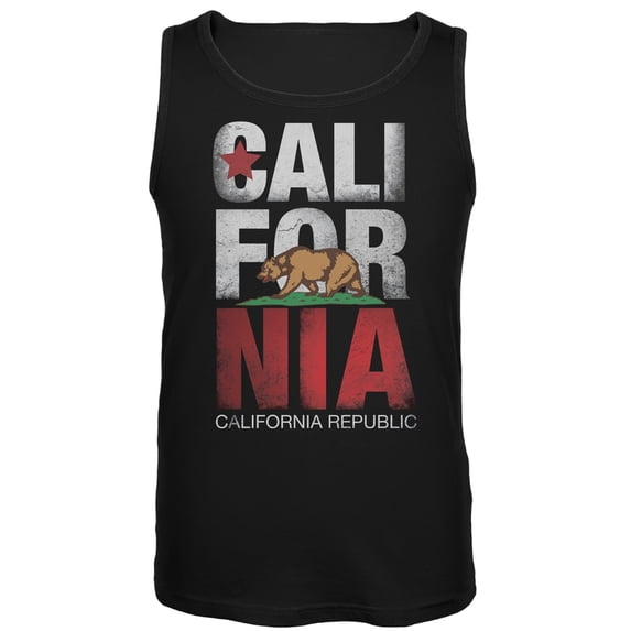 California Republic Large Print Black Tank Top - Medium