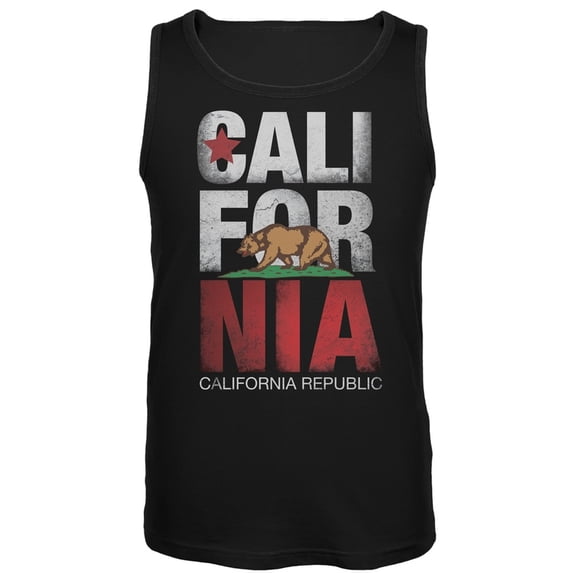 California Republic Large Print Black Tank Top - Small