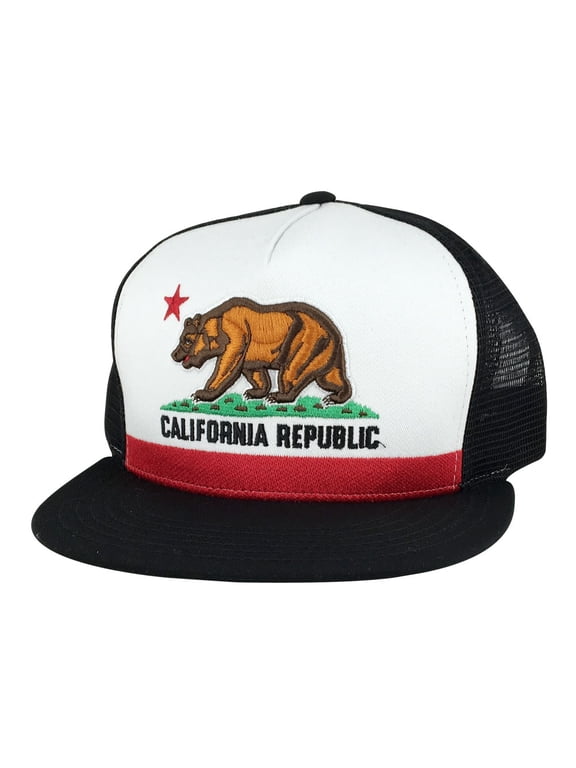California Republic Mesh Trucker Snapback - State Clip White