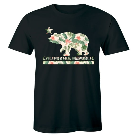 California Republic Nature Floral Bear Star Bear Cali CA West Coast Tee Shirt