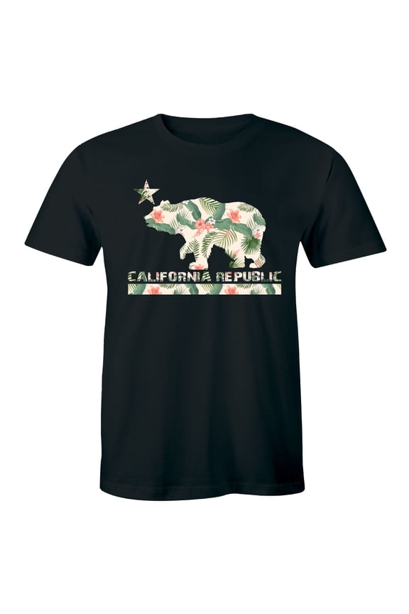 California Republic Nature Floral Bear Star Bear Cali CA West Coast Tee Shirt