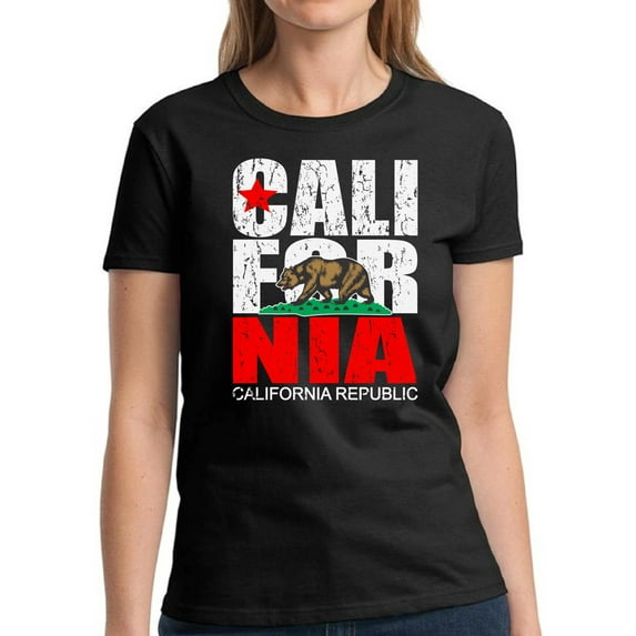 California Republic Shirt for Women - S M L XL 2XL 3XL Cali Graphic Tee - Western USA State California Ladies T-Shirt Gift