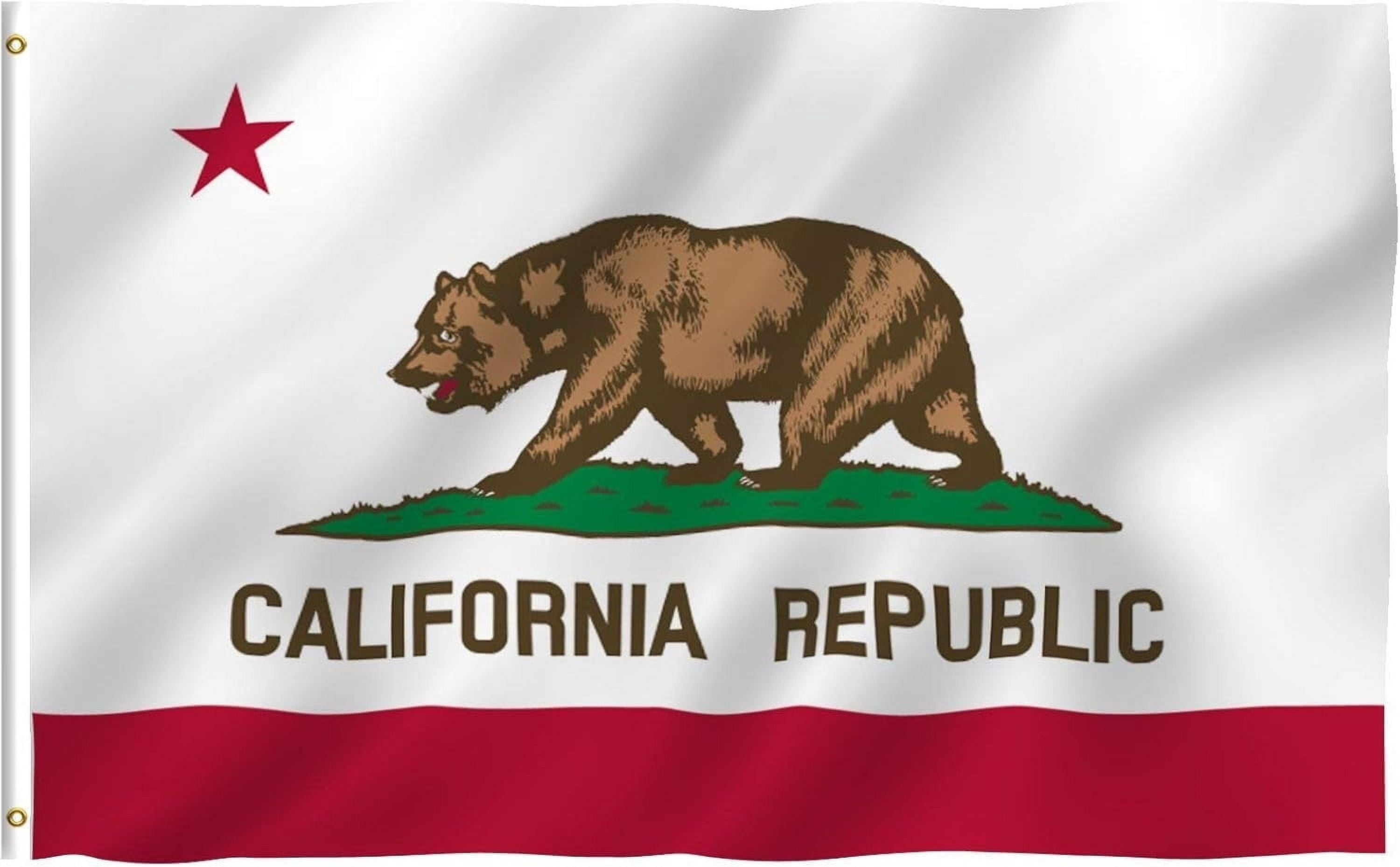 California Republic State Flag 3x2 Outdoor Double Sided California Bear Flags CA State Flag State of California Flags Polyester with 2 Brass Grommets Decor for Indoor Outside Wall Room