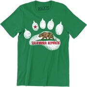 California Republic State Flag Cali Bear Footstep Mens CA Souvenir T-Shirt