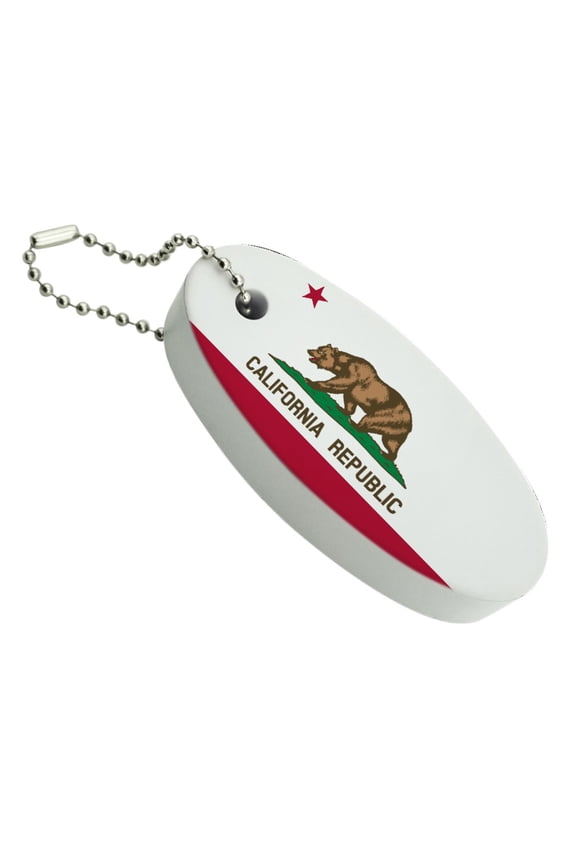 California Republic State Flag Floating Foam Keychain Fishing Boat Buoy Key Float