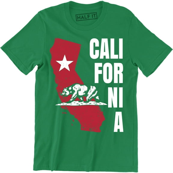 California Republic State Flag - Grizzly Distressed Bear Men's Gift Tee Shirt