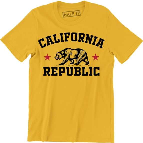California Republic State Grizzly Bear Flag Men's Cali CA Star T-Shirt