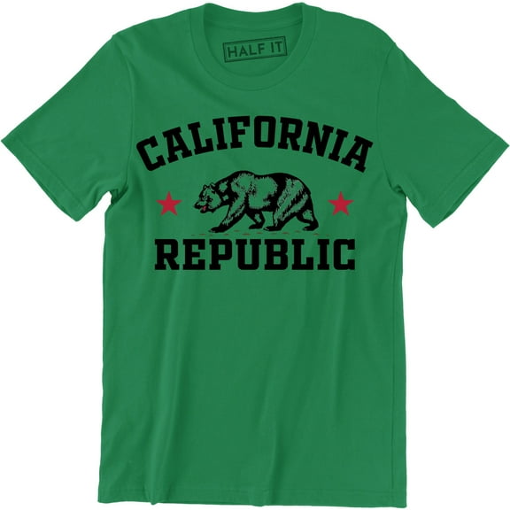 California Republic State Grizzly Bear Flag Men's Cali CA Star T-Shirt