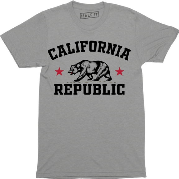 California Republic State Grizzly Bear Flag Men's Cali CA Star T-Shirt