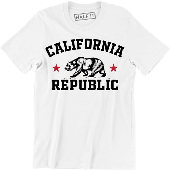 California Republic State Grizzly Bear Flag Men's Cali CA Star T-Shirt