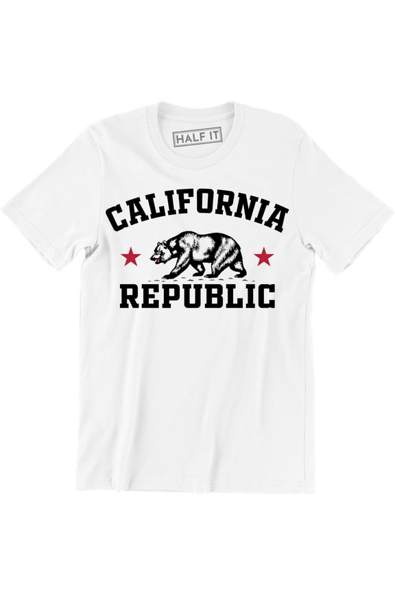 California Republic State Grizzly Bear Flag Men's Cali CA Star T-Shirt