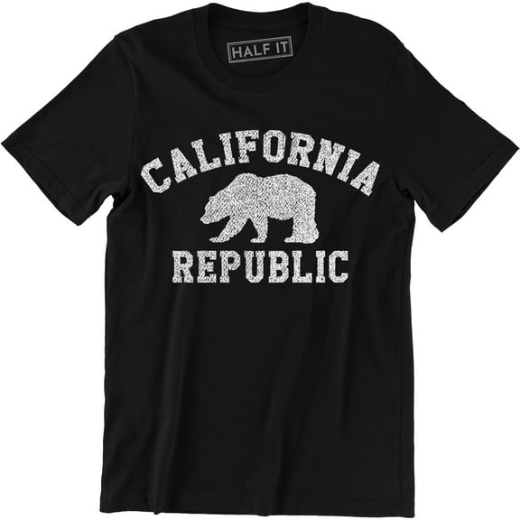 California Republic State - Grizzly Distressed Bear Men's Gift T-Shirt