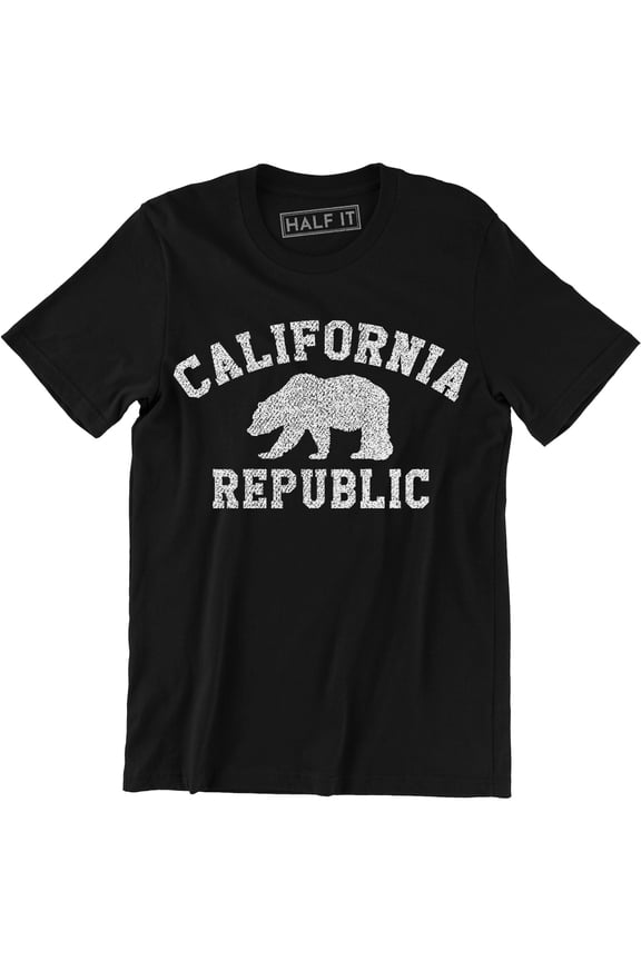 California Republic State - Grizzly Distressed Bear Men's Gift T-Shirt