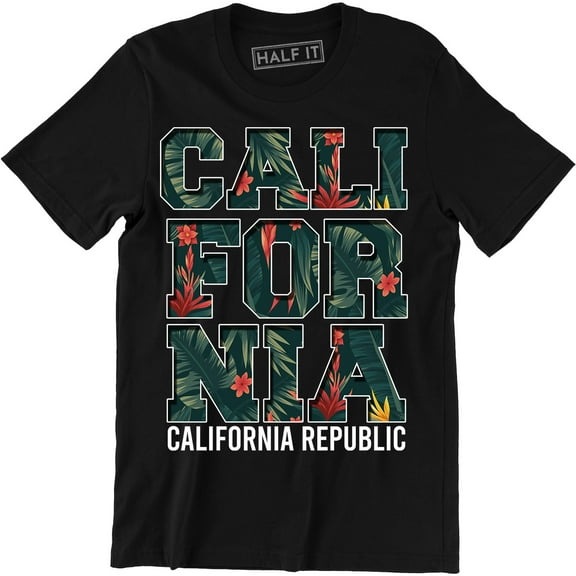 California Republic State Summer West Side Cali Men's Black T-Shirt