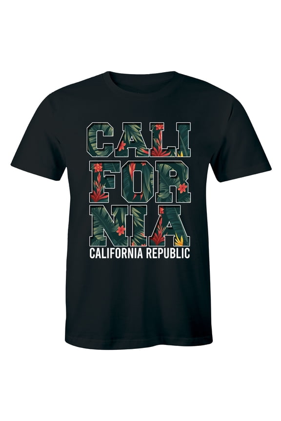 California Republic State Summer West Side Cali Men's Black T-Shirt