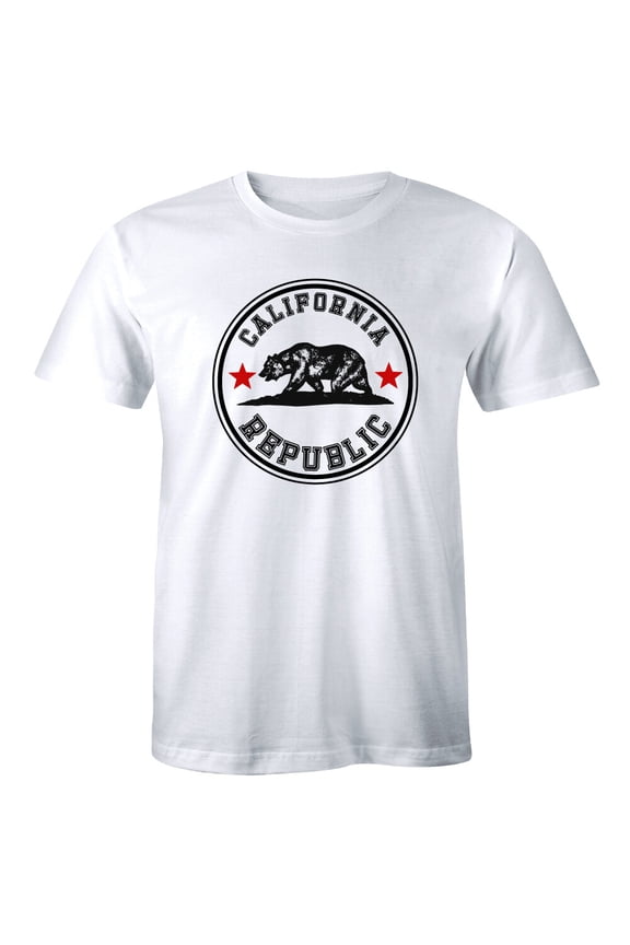 California Republic T-Shirt Cali Star Ca Patriot Grizzly Bear Mens Tee Shirt All Size S-5XL