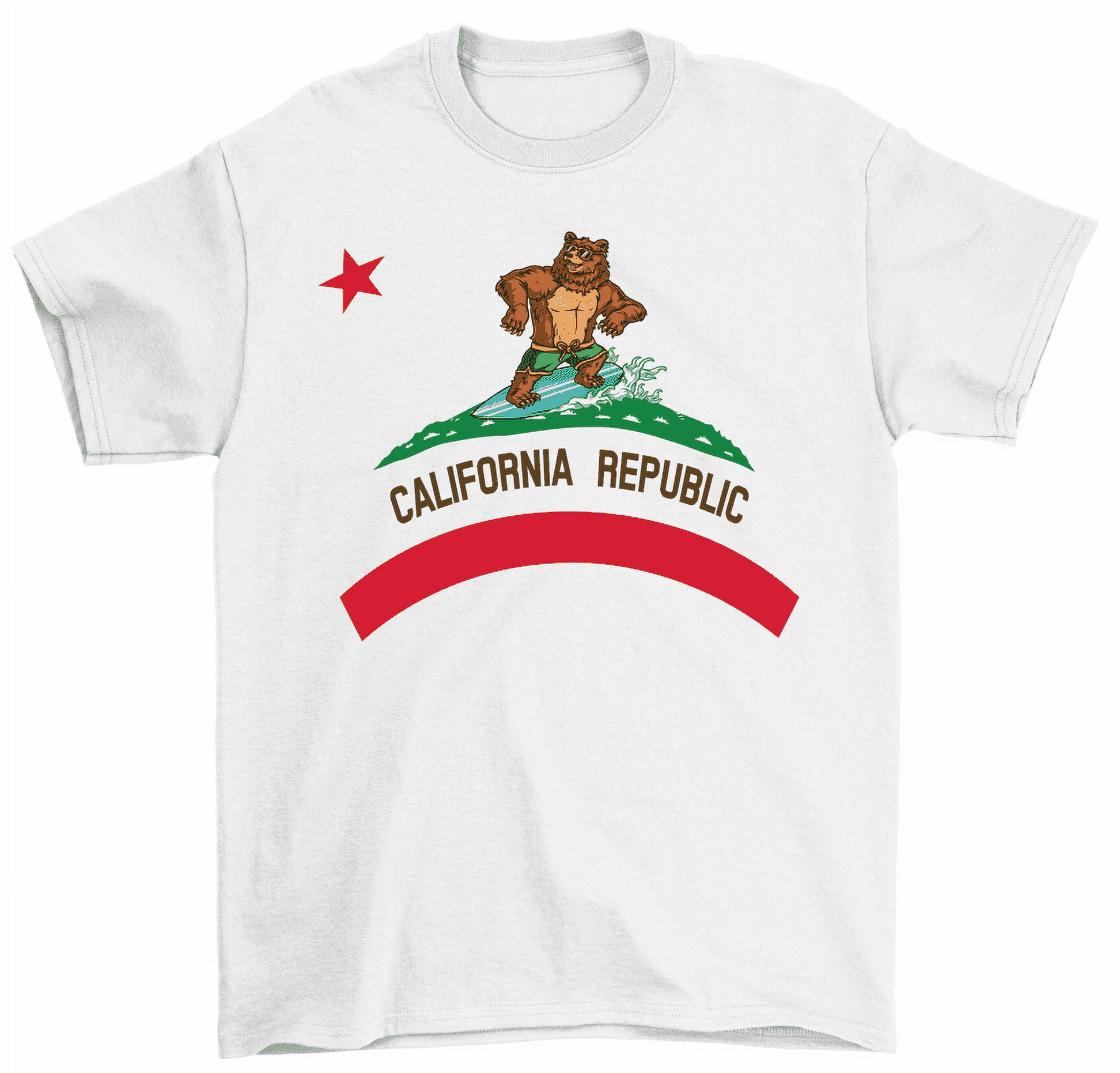  California Republic Flag Tribal Grizzly Bear - Robo Print T- Shirt : Clothing, Shoes & Jewelry