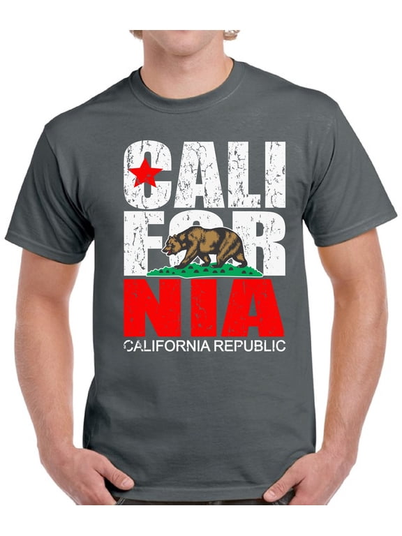 California Republic T-Shirt for Men - S M L XL 2XL 3XL 4XL 5XL USA State Graphic Tee - California Clothes Collection Funny Cali Gift for Men
