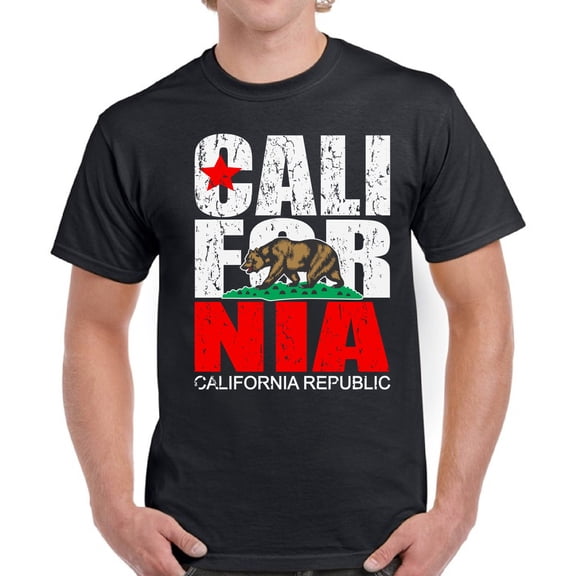 California Republic T-Shirt for Men - S M L XL 2XL 3XL 4XL 5XL USA State Graphic Tee - California Clothes Collection Funny Cali Gift for Men