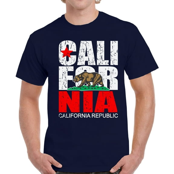 California Republic T-Shirt for Men - S M L XL 2XL 3XL 4XL 5XL USA State Graphic Tee - California Clothes Collection Funny Cali Gift for Men