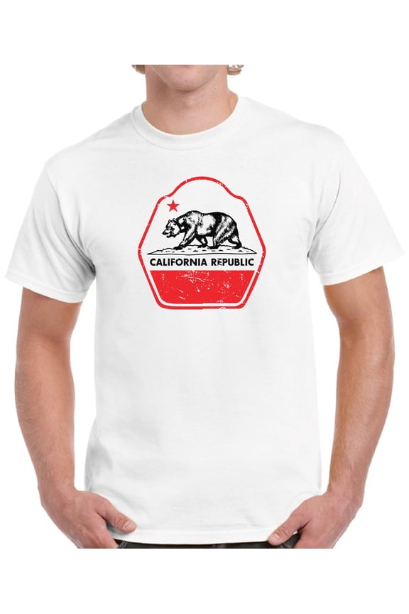 California Republic US State T-Shirt for Men - S M L XL 2XL 3XL 4XL 5XL Graphic Tee - California Clothes Collection Funny Cali Gift for Men
