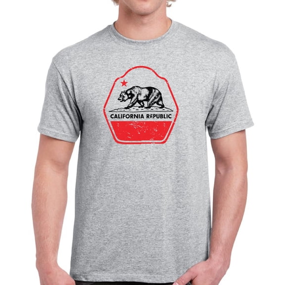 California Republic US State T-Shirt for Men - S M L XL 2XL 3XL 4XL 5XL Graphic Tee - California Clothes Collection Funny Cali Gift for Men