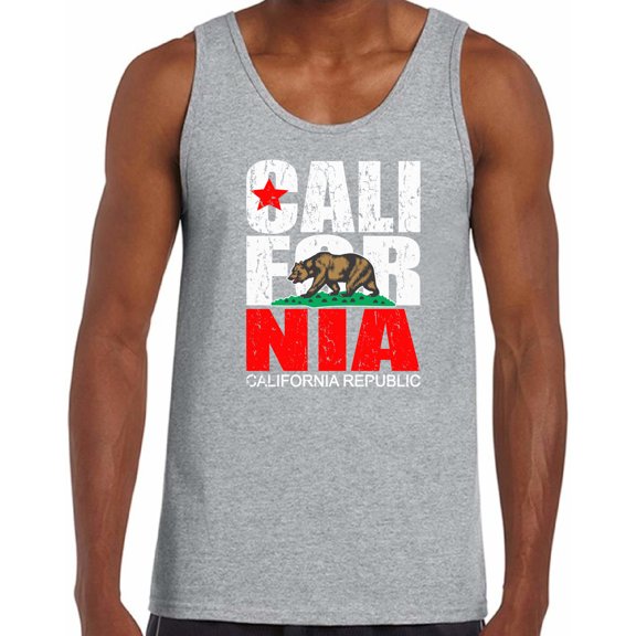 California Republic USA State Tank Top for Men - S M L XL 2XL California Graphic Tee - Best Patriotic Cali Outfit Tee Top Gift