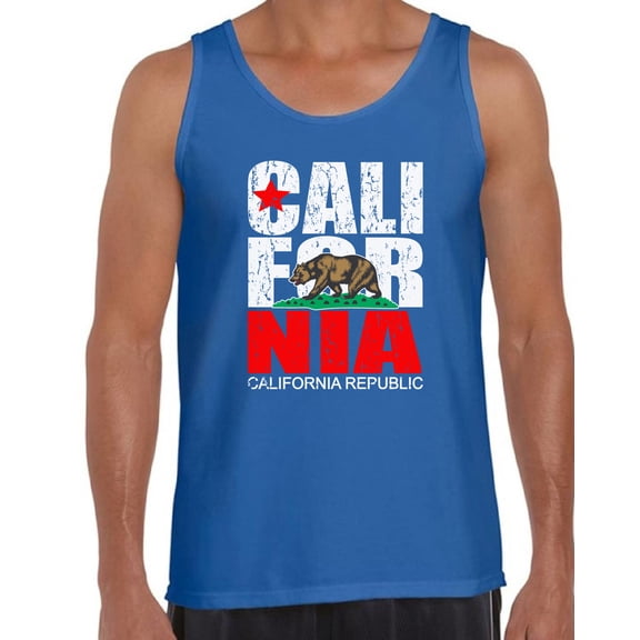 California Republic USA State Tank Top for Men - S M L XL 2XL California Graphic Tee - Best Patriotic Cali Outfit Tee Top Gift