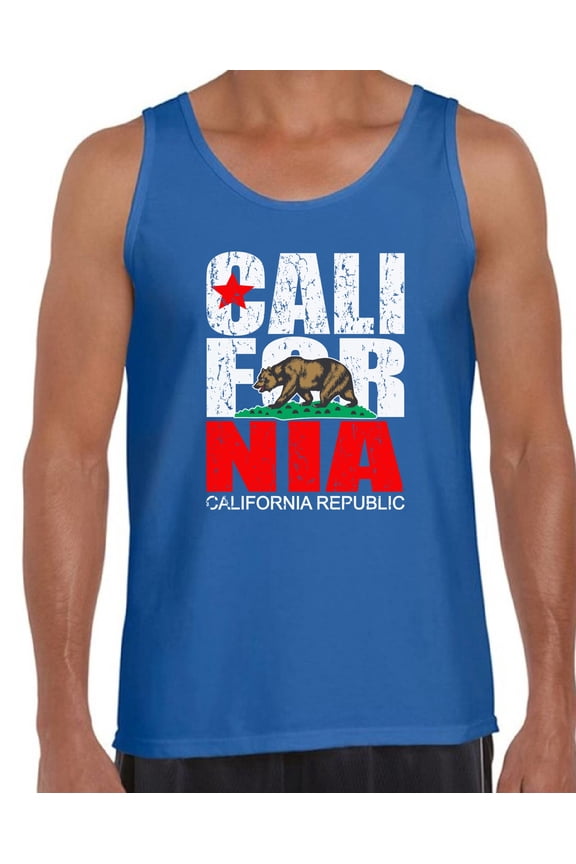 California Republic USA State Tank Top for Men - S M L XL 2XL California Graphic Tee - Best Patriotic Cali Outfit Tee Top Gift