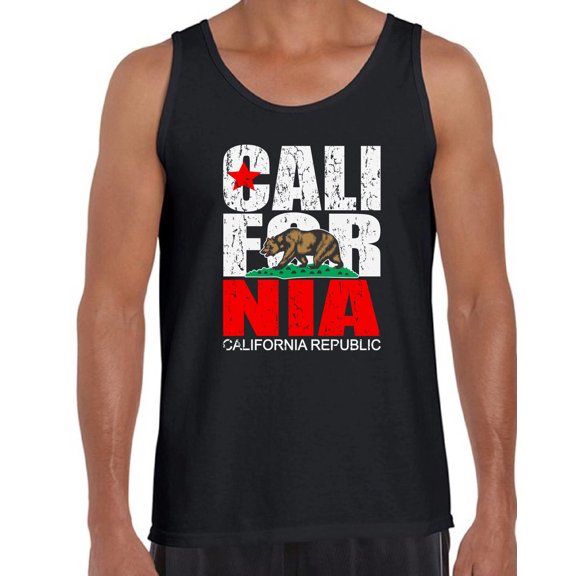 California Republic USA State Tank Top for Men - S M L XL 2XL California Graphic Tee - Best Patriotic Cali Outfit Tee Top Gift