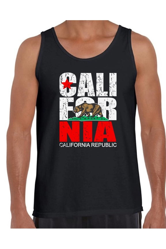 California Republic USA State Tank Top for Men - S M L XL 2XL California Graphic Tee - Best Patriotic Cali Outfit Tee Top Gift
