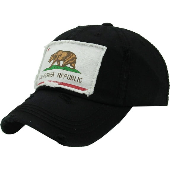 California Republic Vintage Distressed Washed Baseball Hat Cap