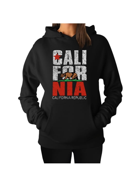 California Republic Women's Hoodie - Retro California Flag Pullover - Soft, Warm, and Comfortable - Perfect Birthday Gift - Celebrate Californian Pride in Style - Black X Large