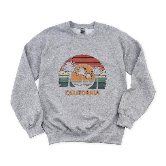 California Retro Sunset Palm Trees Surfing Summer Vintage West Coast Life SweatShirt Unisex, up to 5XL