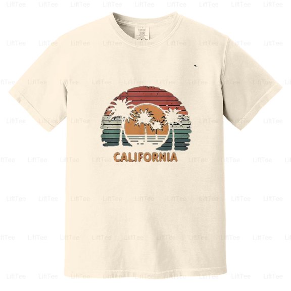 California Retro Sunset Palm Trees Surfing Summer Vintage West Coast Life Vibe Comfort Color T-Shirt Unisex, up to 4XL