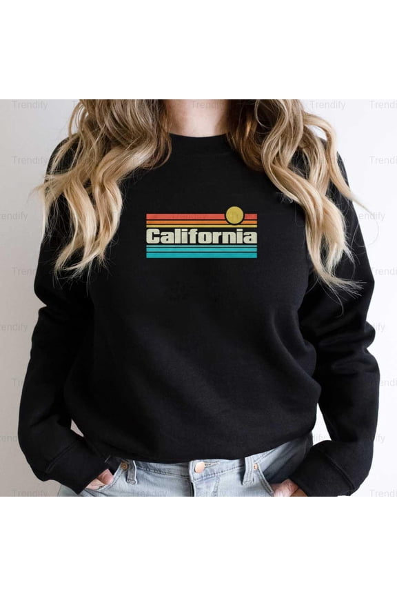 California Retro Vintage 70s Sunset Surf Aesthetic Graphic Unisex Sweatshirt M390249, Up to Size 5XL