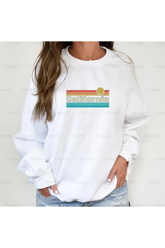 California Retro Vintage 70s Sunset Surf Aesthetic Graphic Unisex Sweatshirt M390249, Up to Size 5XL