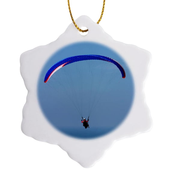 3drose, California, San Diego. Hang Glider Flying, 3 inch Snowflake Porcelain Ornament