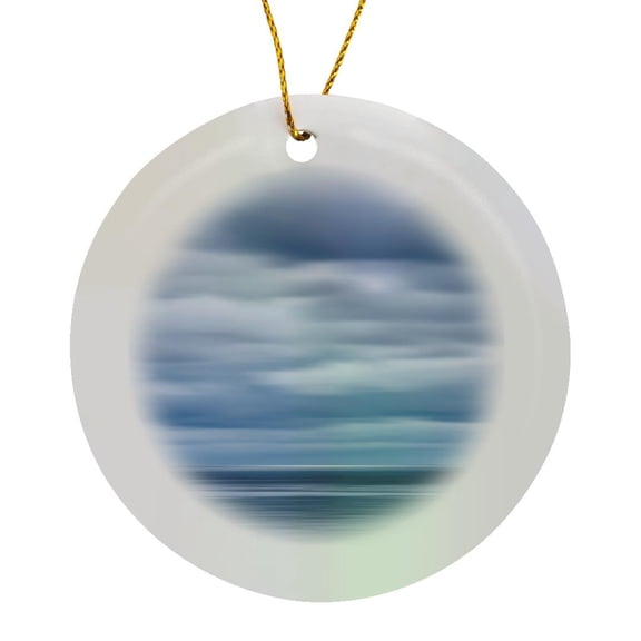 3drose, California, San Diego, View of Blurred Clouds over Pacific Ocean, Circle Porcelain Ornament