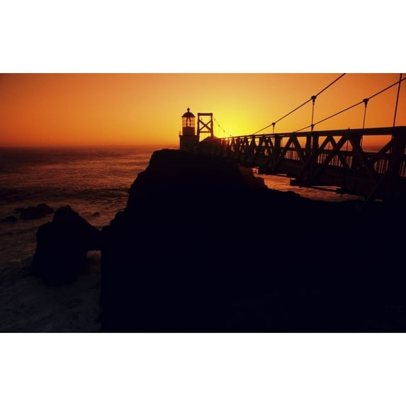 California San Francisco Bay Point Bonita Lighthouse At Sunset. Poster Print