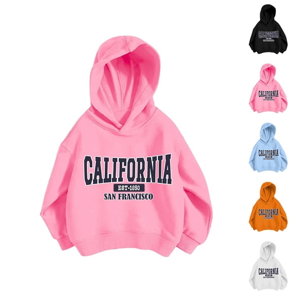 California San Francisco Hoodies for Girl Casual Long Sleeve Loose Graphic Hooded Sweatshirt Kids Pullover Tops