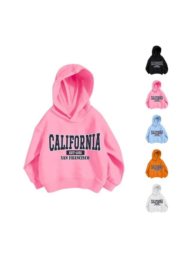 California San Francisco Hoodies for Girl Casual Long Sleeve Loose Graphic Hooded Sweatshirt Kids Pullover Tops